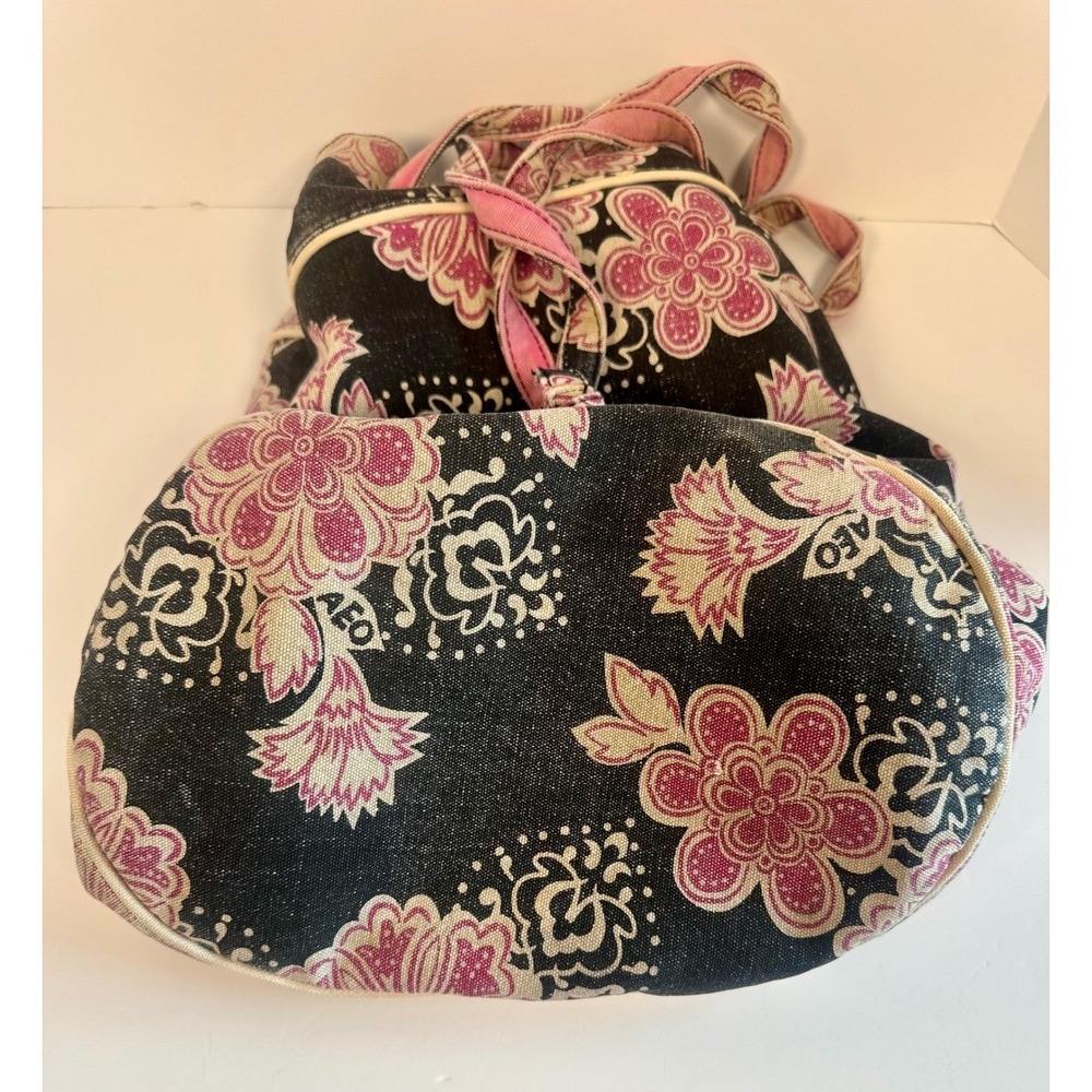 American Eagle Outfitters Y2K Pink Floral Canvas Bucket Bag Drawstring Tote AEO - Picture 2 of 9